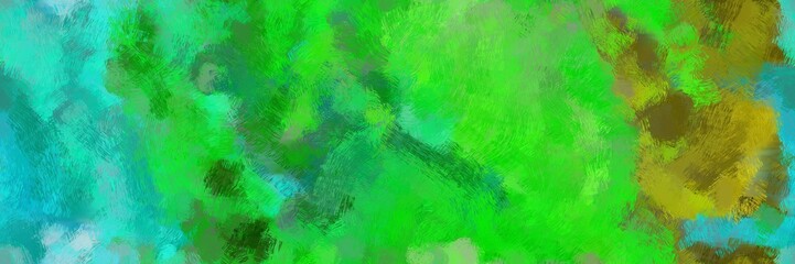 decorative design painted brush with lime green, light sea green and dark golden rod color