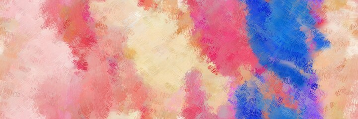 powerful design painted art with burly wood, royal blue and pale violet red color