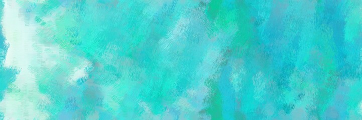 abstract illustration painted brush with medium turquoise, pale turquoise and sky blue color