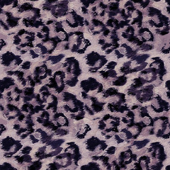 Seamless leopard skin, black spots on lilac background.