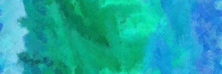 horizontal design painted art with light sea green, dark cyan and dodger blue color
