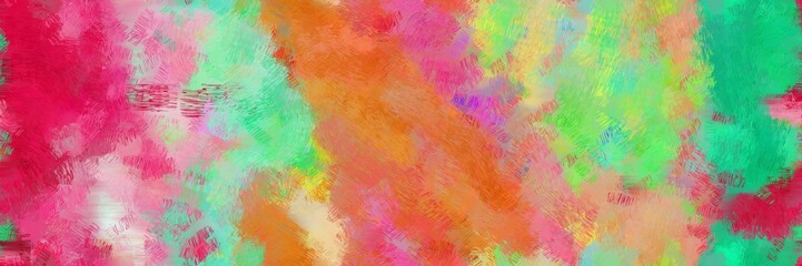 horizontal illustration art painting with dark salmon, medium sea green and crimson color