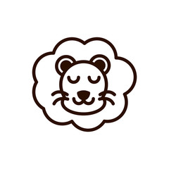 cute face lion animal cartoon icon thick line