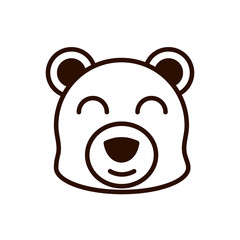 cute face bear animal cartoon icon thick line