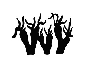 seaweed black marine food. vitamins and minerals. sketch silhouette