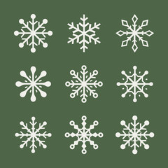Simple snowflake icons. Christmas concept. Vector