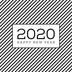 Happy 2020 New Year. Holiday Vector Illustration With Lettering Composition. Vintage festive label. Happy New Year Lettering. Holiday Vector Illustration. New Year Typographical Cretaive Background