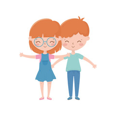 Girl and boy cartoon vector design