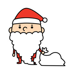 サンタクロースのイラスト。プレゼントが入った袋を持ったサンタクロース。