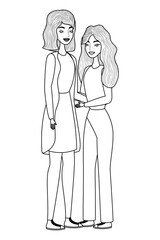 Cute women cartoons drawing vector design