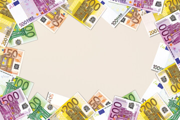 Fototapeta na wymiar Euro banknotes with copy space