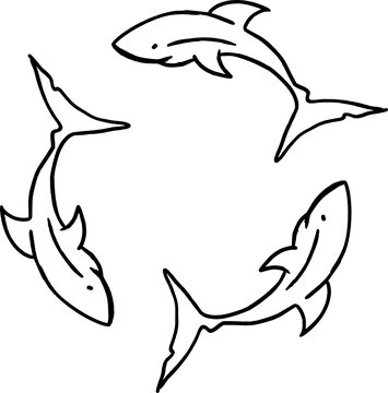 Shark icon image - black and white