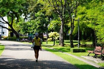 jogging in the park