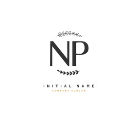 N P NP Beauty vector initial logo, handwriting logo of initial signature, wedding, fashion, jewerly, boutique, floral and botanical with creative template for any company or business.