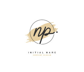 N P NP Beauty vector initial logo, handwriting logo of initial signature, wedding, fashion, jewerly, boutique, floral and botanical with creative template for any company or business.
