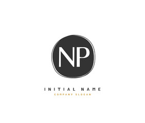 N P NP Beauty vector initial logo, handwriting logo of initial signature, wedding, fashion, jewerly, boutique, floral and botanical with creative template for any company or business.