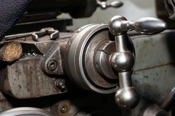 Lathe machine in workshop. metalworking on a lathe