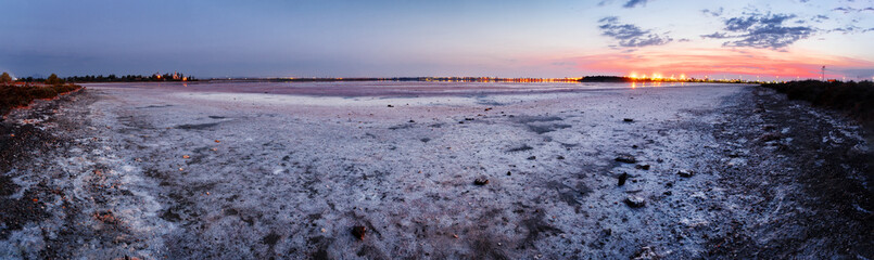 Aliki Salt Lake on the background of Larnaca Airport