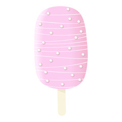 One rose ice cream Stick , dotted spotted white icing and dressing