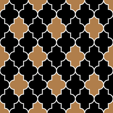 Arabic seamless pattern grid lantern shapes tiles.