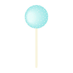 Blue Sweet bubble round candy - lollipop isolated on white. icing and sprinkles, stripes and dots.