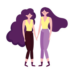 Obraz na płótnie Canvas two women together friends characters