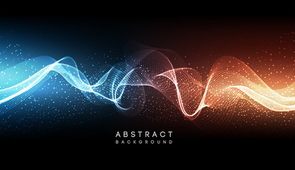 Hi-tech futuristic techno background, neon shapes and dots. Technology connection, big data, dotted structure