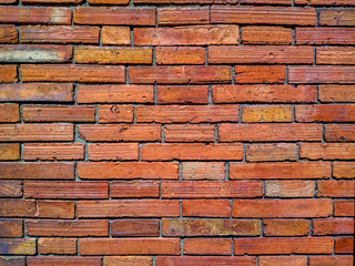 Red brick wall background texture close up
