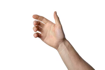 Fotobehang gesture of the hand for holding smartphone or bottle © penyushkin