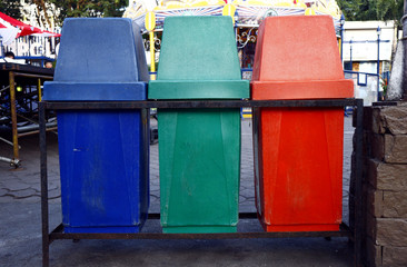 Color segregated garbage bins
