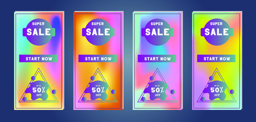 Fototapeta na wymiar Set of mobile sale banners. Discount and sale banners. Template for online shopping and mobile website, posters flyer, designs, ads, coupons, social media banners