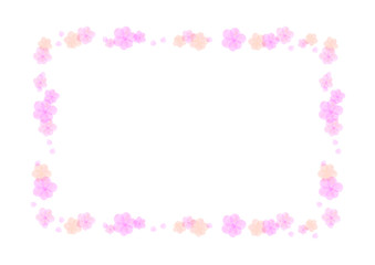 水彩ベクター　ピンク花フレーム