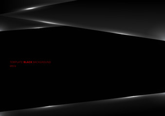 Abstract template black geometric triangle overlap layer with light on dark background space for your text.