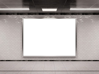 Horizontal underground billboard frame Mockup 3D rendering