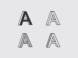 volumetric contour logos in the form of the letter A