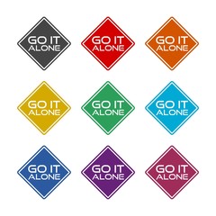 Go It Alone color sign set isolated on white background