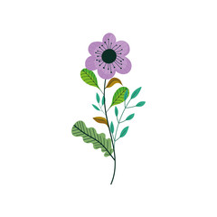 flowers stem leaves petals nature decoration icon