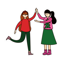 merry christmas young women with ugly sweater