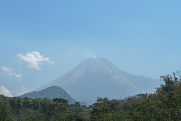 Obraz premium View of Mount Merapi in Indonesia, active volcano in the world, Yogyakarta, Indonesia