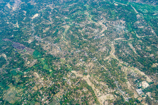 High angle view of the forest, Landscape of forests and mountains, Aerial photograph