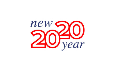 New Year 2020. Merry Christmas. Happy holiday, celebration event. Greeting card. Creative number. Typography design. Congratulation flyer. Simple text template. Poster, invitation, and banner. Vector