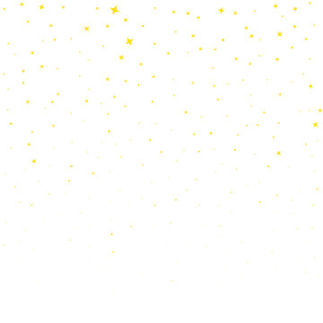 Vector sparkling falling star. Gold texture. Confetti stars background.