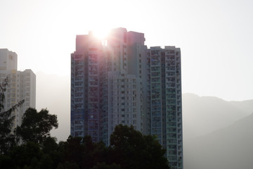 Obraz premium Hong Kong Buildings with landscape 