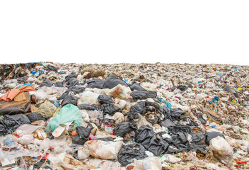 garbage dump pile in trash dump or landfill,truck is dumping the gabage from municipal,pollution concept.