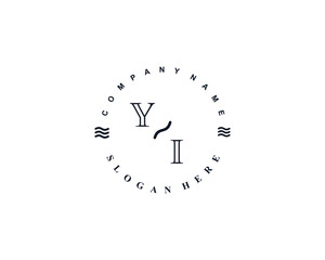 Initial YI vintage logo template