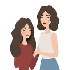 Cute women cartoons drawing vector design