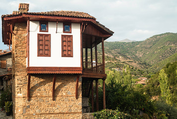 Fototapeta na wymiar House in the mountains. Historical Turkish Homes in Birgi, Odemis, Izmir, Turkey