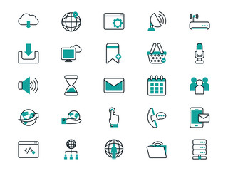 Digital and technology icon set vector design