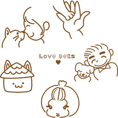 動物　ペット　ペットショップ　動物病院　飼い主　家族　仲良し　愛情　家