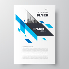 Flyer brochure design template size A4 geometric theme blue color